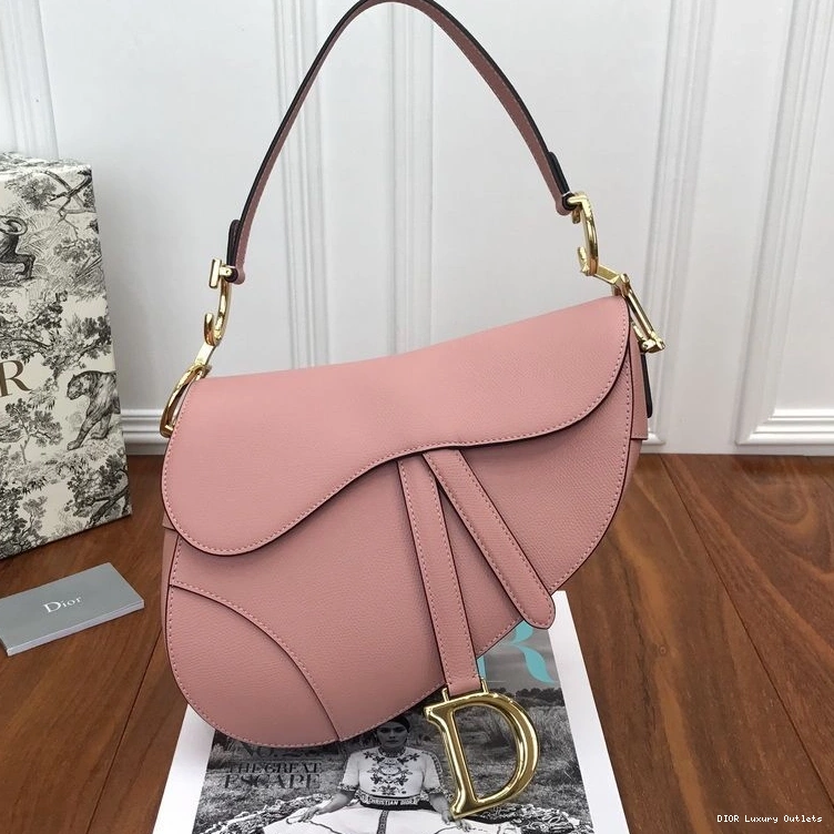 Saddle Dior Grained Pink Calfskin Bag 0716 Luxury